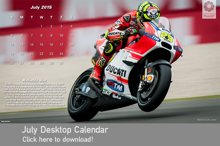 July 2015 desktop calendar Andrea Iannone
