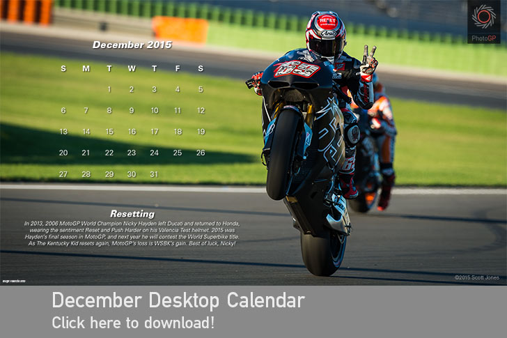 Nicky Hayden December desktop calendar