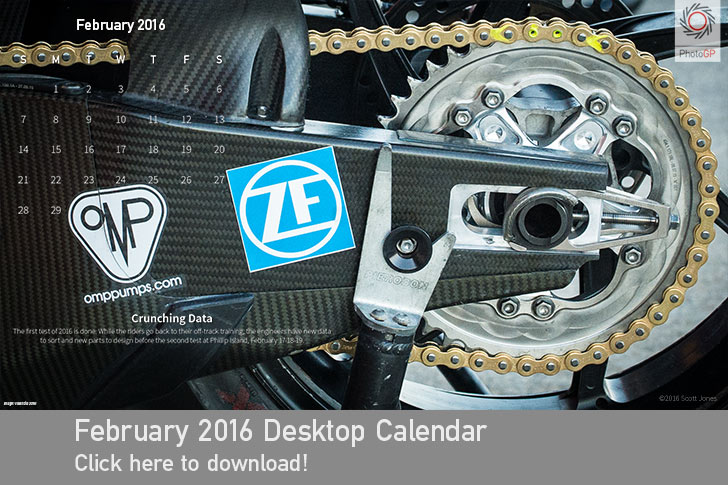 February 2016 desktop calendar